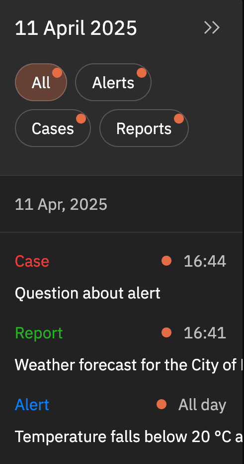 OpenWeather notifications screen